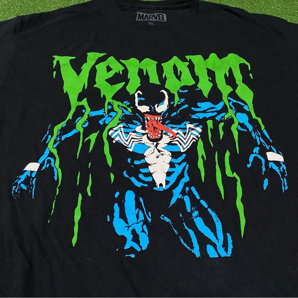 Marvel Venom Slime Drip Graphic T-Shirt Men's XL Black Blue Green Superhero